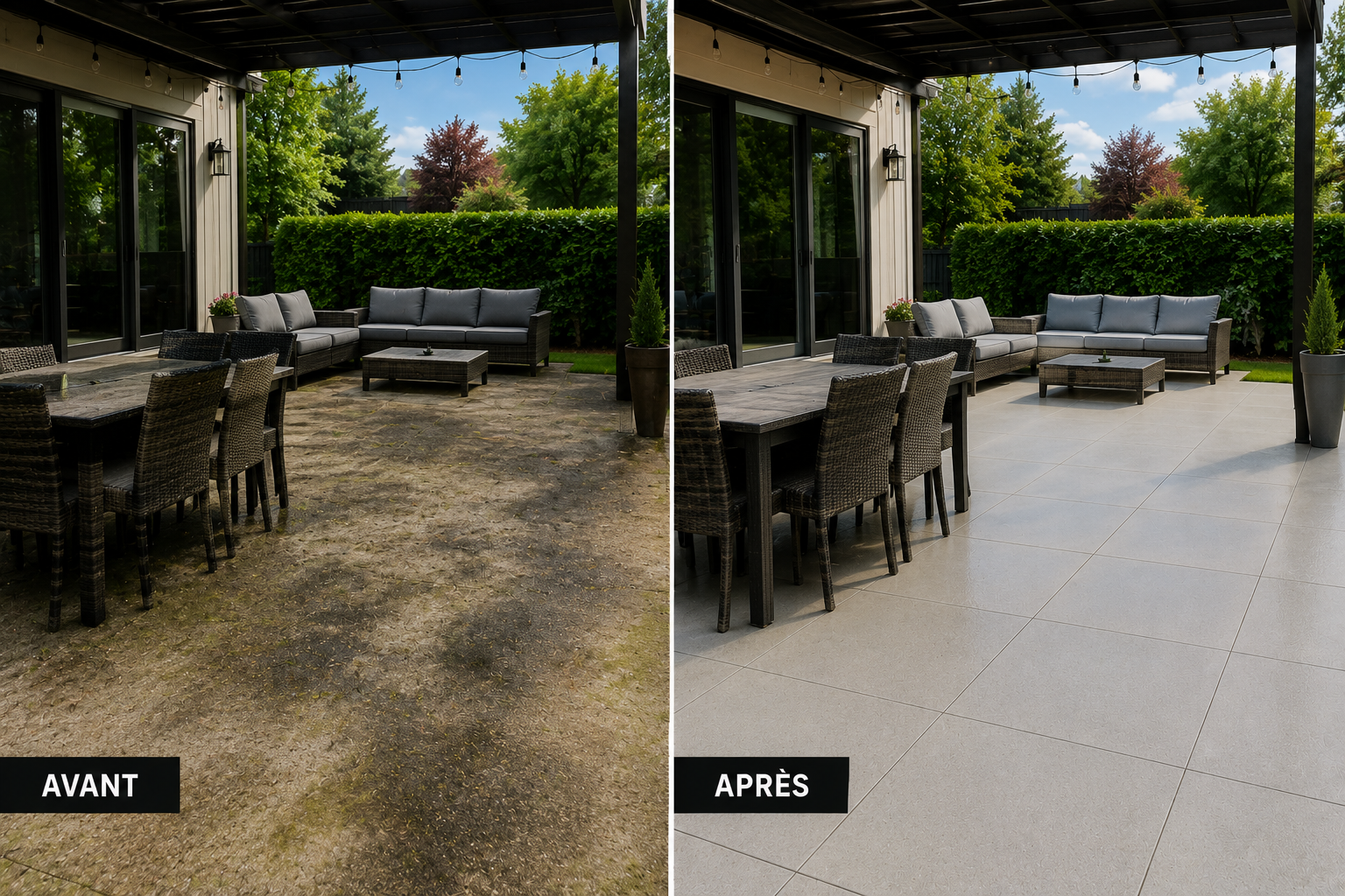 Patio et terrasse comme neufs